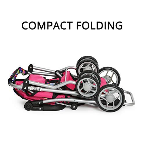 Exquisite Buggy twin doll stroller with swiveling wheels for smooth, confident steering.