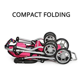 Exquisite Buggy twin doll stroller with swiveling wheels for smooth, confident steering.