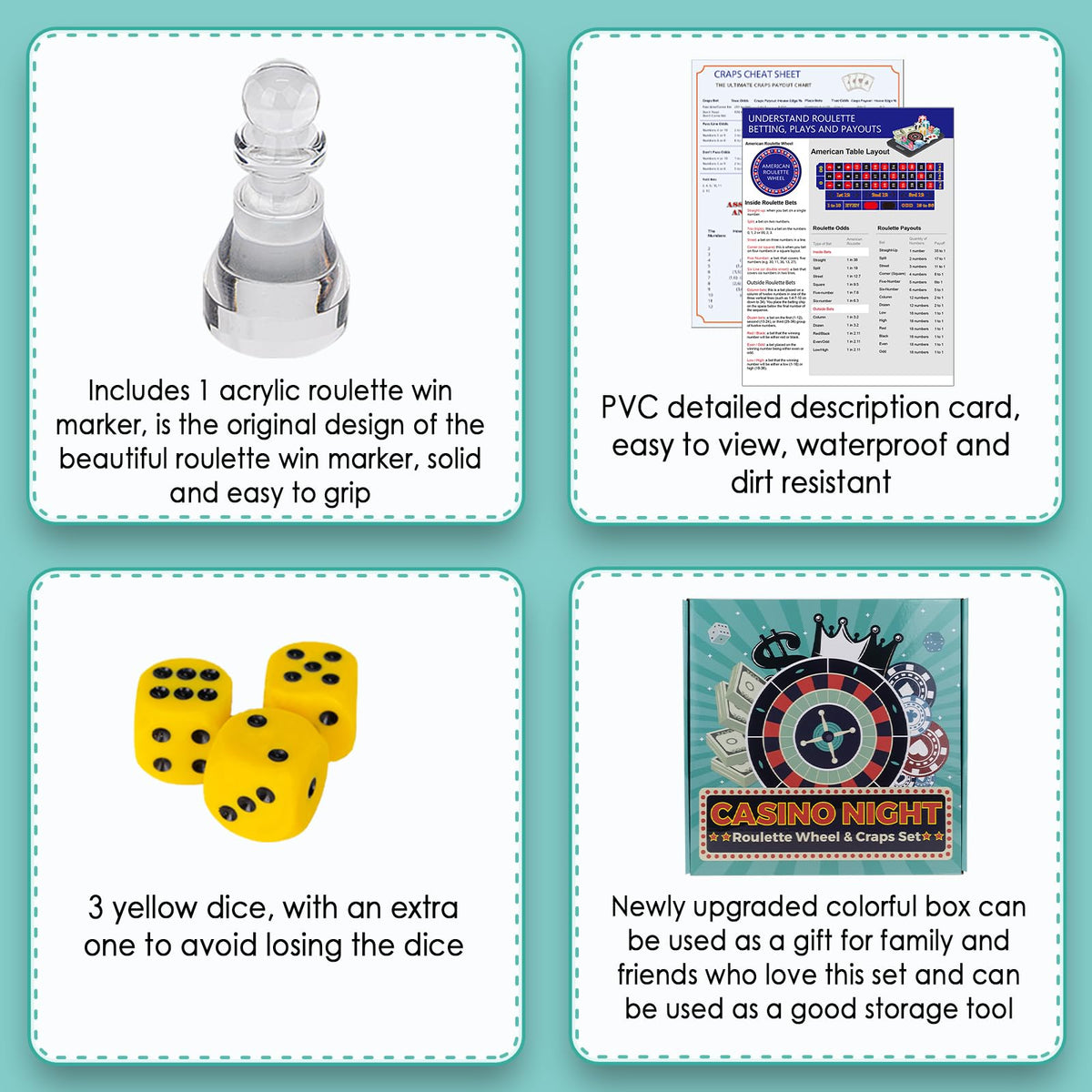 Extguds roulette marker and dice for precise betting and smooth rounds