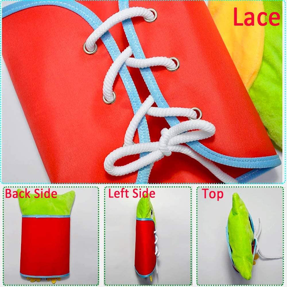 Extpro Learn to Dress Owl Doll lace feature encourages fine motor exploration.