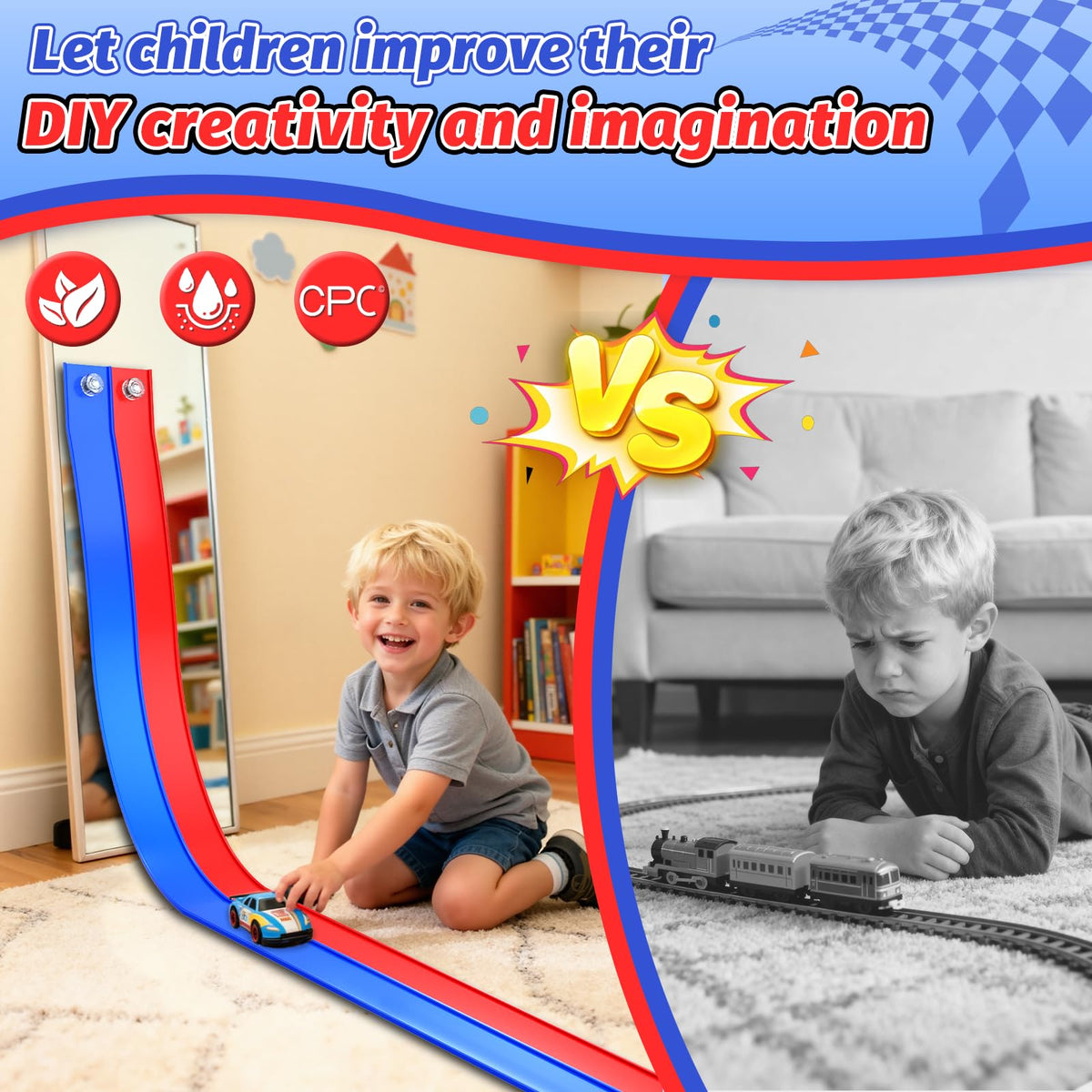 EYEFEAT blue and red cars spark excitement with high-speed play.