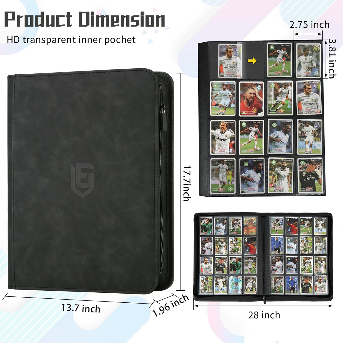 EYEGLEAM 1024 Pocket Card Binder side loading pages keep cards secure during transport