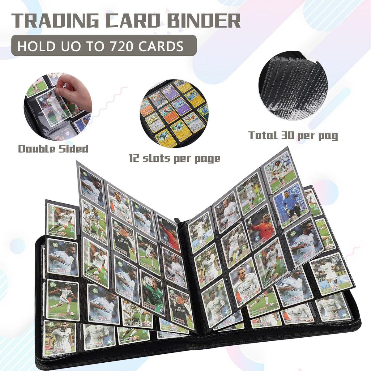 EYEGLEAM side-loading pockets securely hold cards during transport.