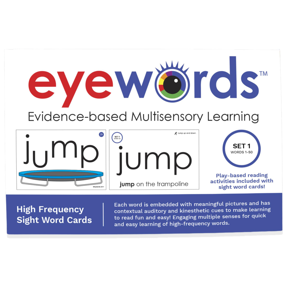 Eyewords sight word flash cards front with pictures to boost early reading recognition.
