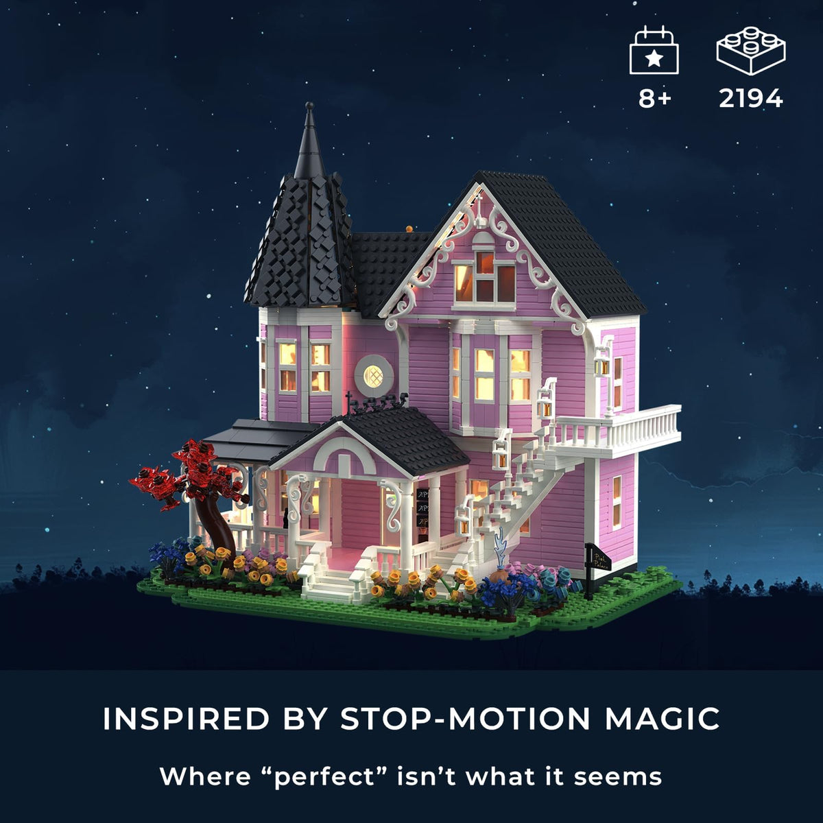 EYICA Pink Palace balconies and attic lookout for dynamic diorama scenes.