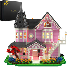 EYICA Pink Palace House assembly with pink façade for striking desk display.
