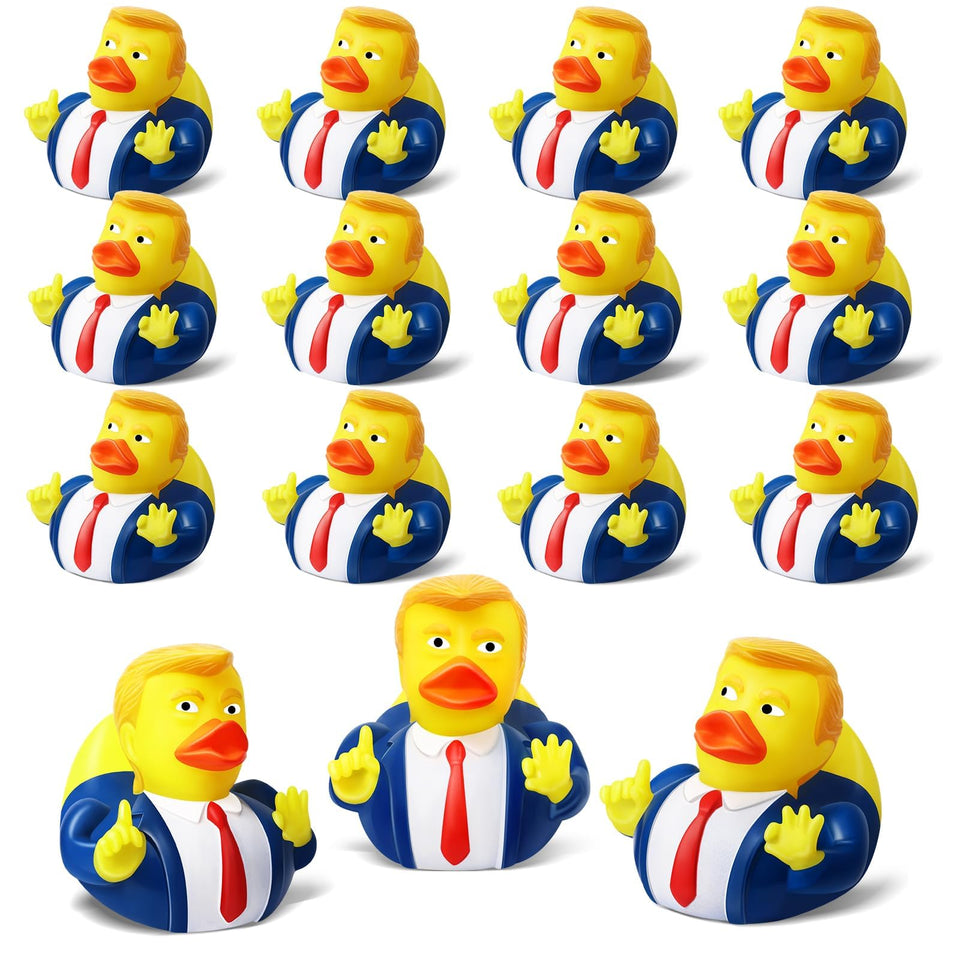 EYKOOW president rubber ducks on the dashboard add playful decor and conversation starters.