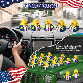 EYKOOW president rubber ducks on the desk brighten workspace with patriotic whimsy.