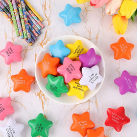 EYNDYN Christian star stress ball pink with quotes for kids focus and fun.
