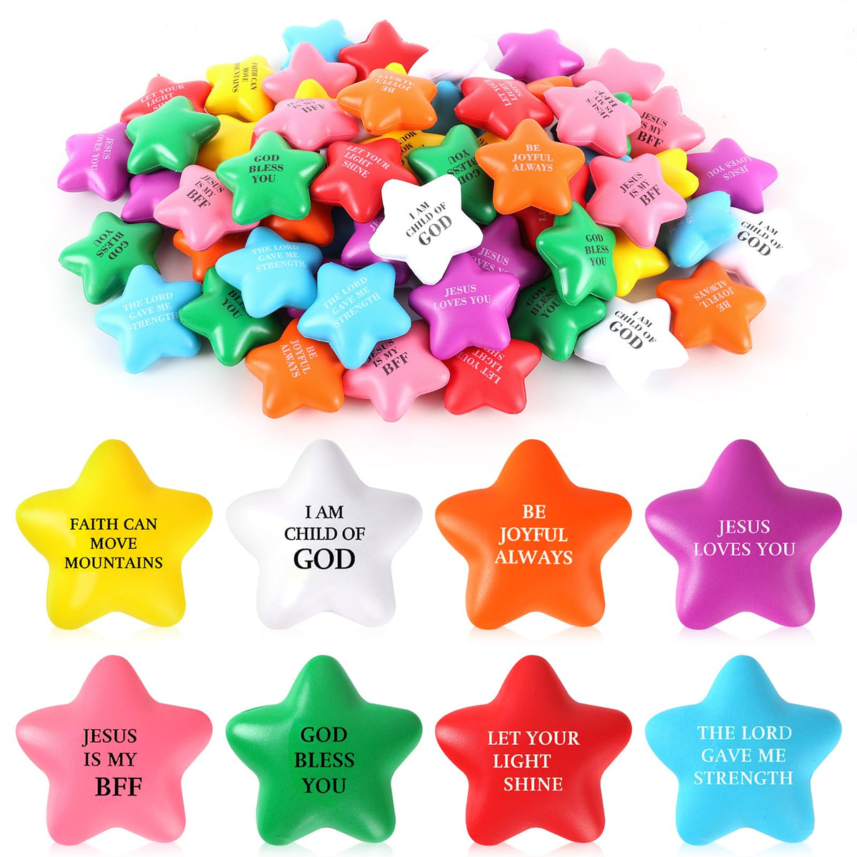 EYNDYN Christian star stress ball red with quotes for mood lifting and focus.