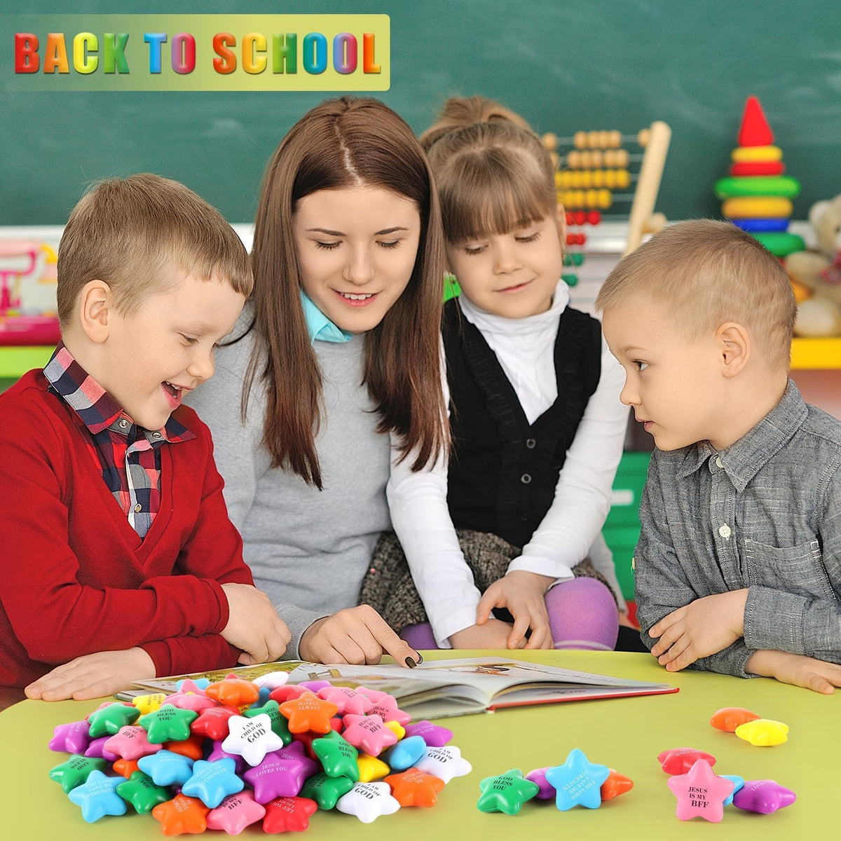 EYNDYN Christian star stress ball white with quotes for concentration and study.