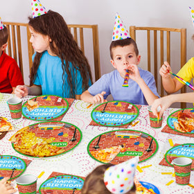 Eywusco happy birthday signage adds playful charm to the table setting.