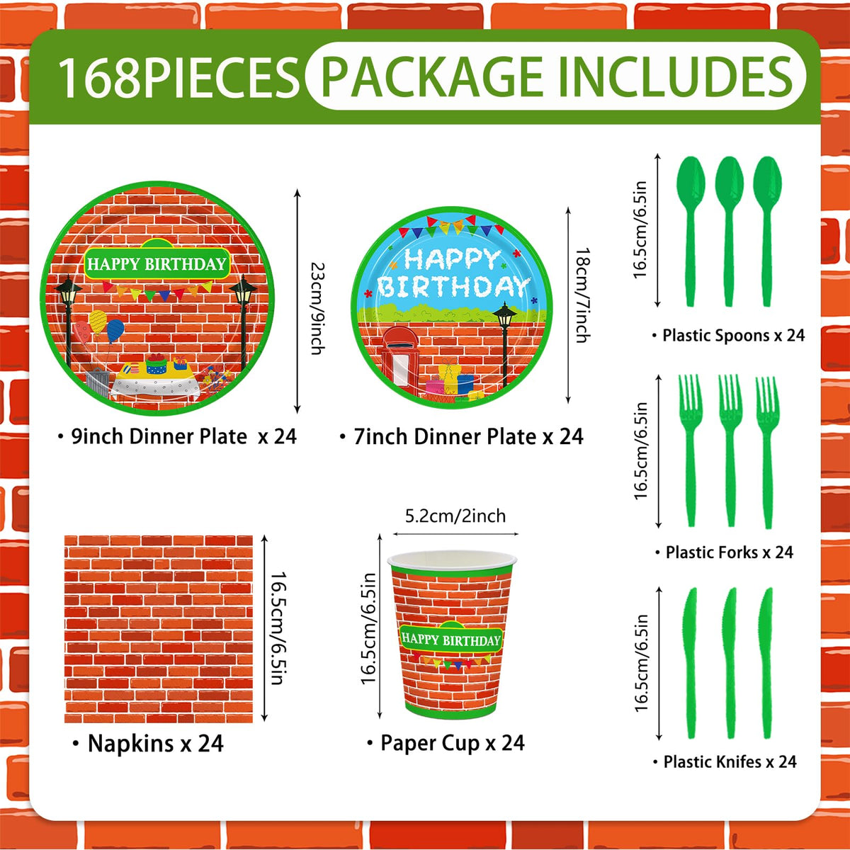 Eywusco red brick wall street plates 7inch ideal for party snacks and playful dining.