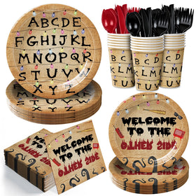 Eywusco spooky rustic alphabet dinner plates for festive birthdays and easy cleanup.