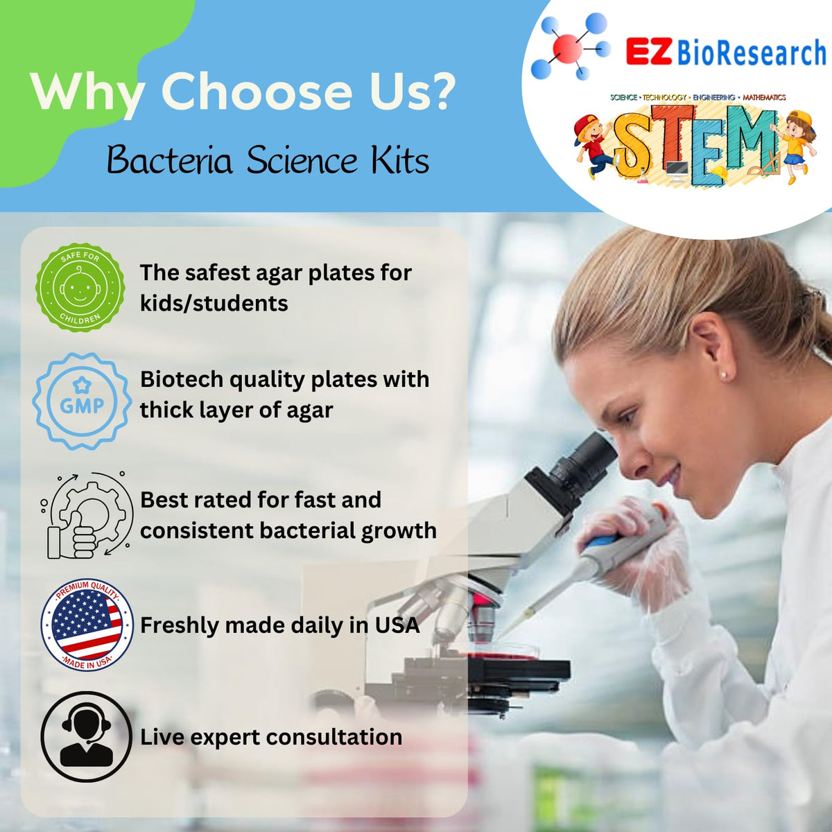 EZ BioResearch toll-free PhD support for quick product questions.