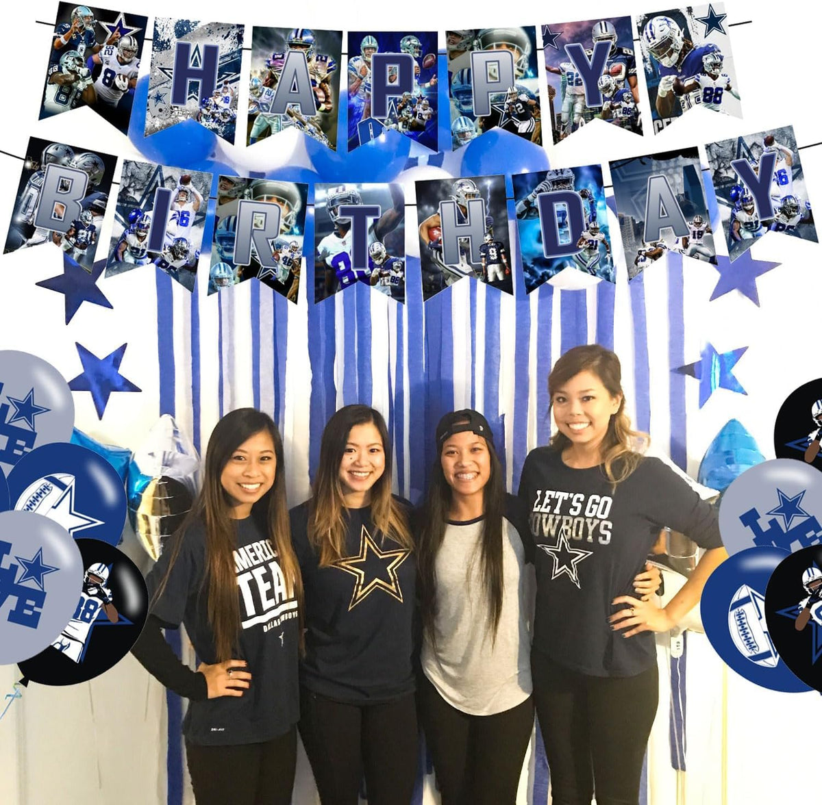 Ezcpigei Dallas soccer party decor in bright colors