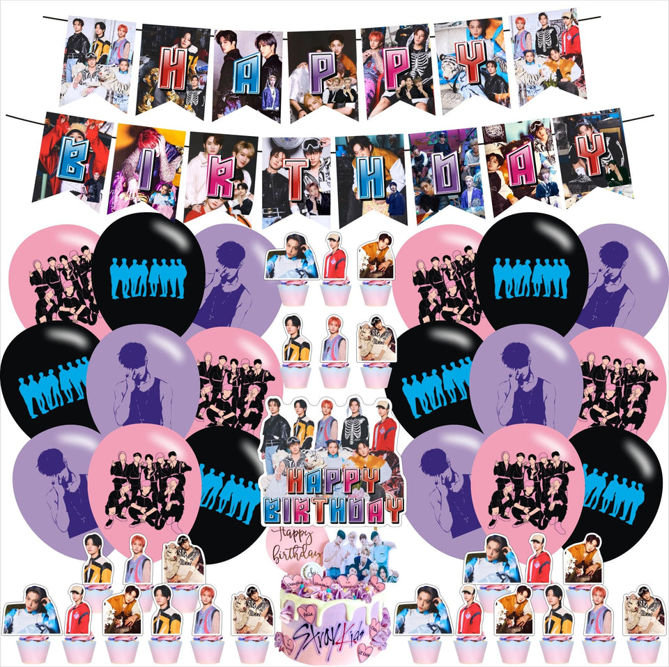 Ezcpigei Stray Kids 5 Star banner for birthdays enhances party visuals.