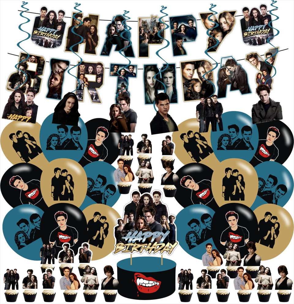 Ezcpigei Vampire Party Decoration banner, balloons and swirls create a festive, reusable Halloween backdrop.