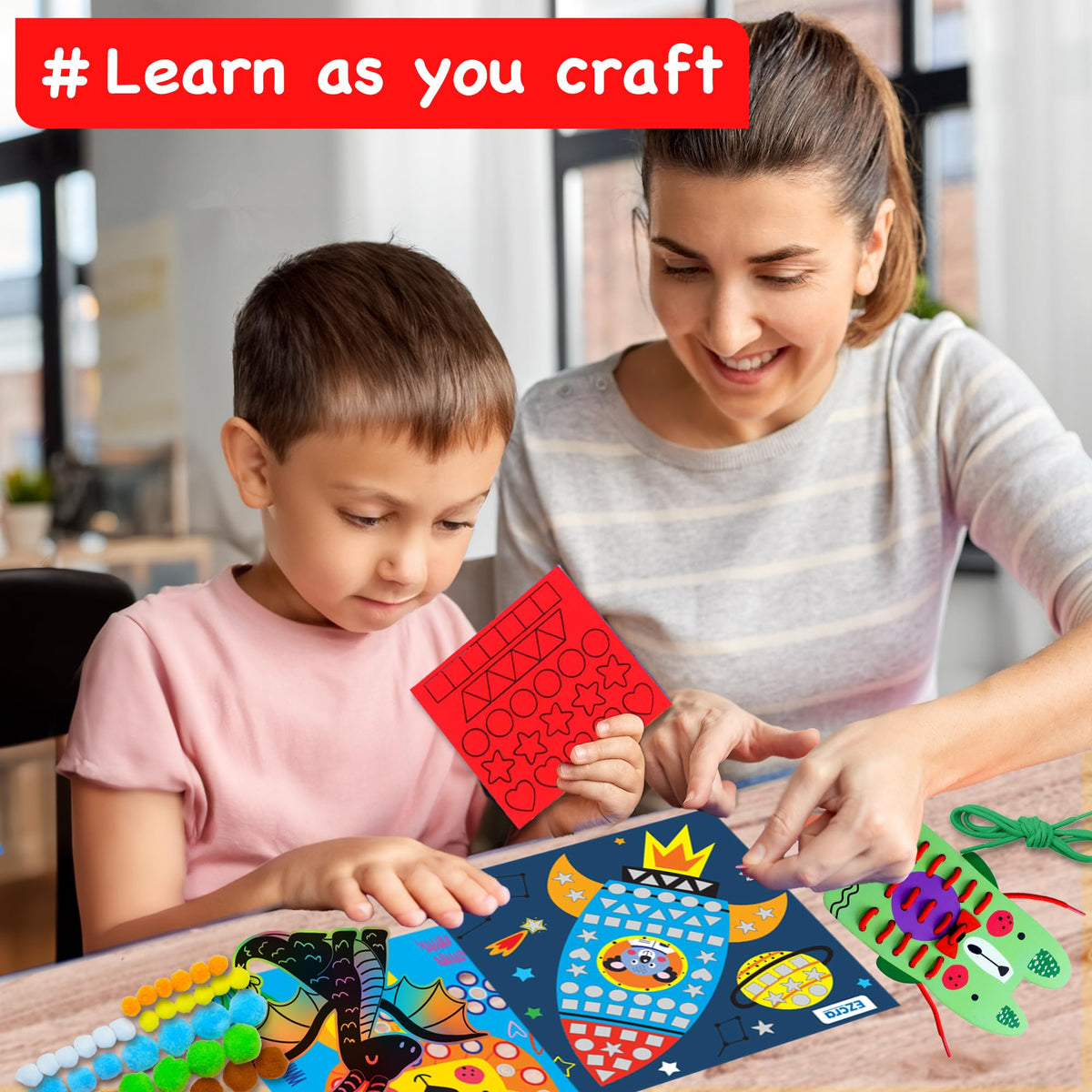 EZCRA Kids Craft Box 3D puzzle encourages problem solving and spatial awareness.