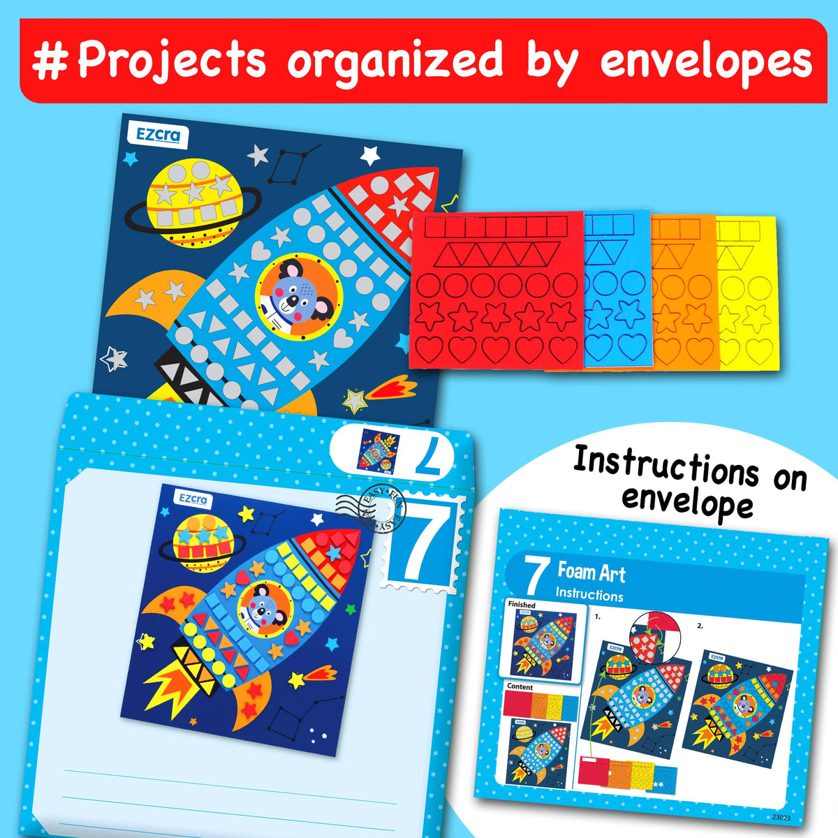 EZCRA Kids Craft Box gem art fosters color exploration and patience.