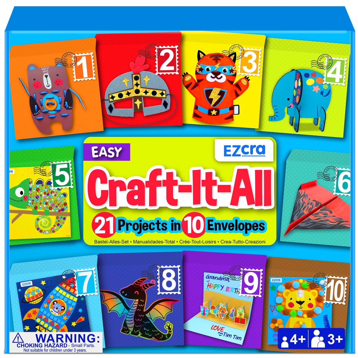 EZCRA Kids Craft Box lacing cards for fine motor practice and creative play.