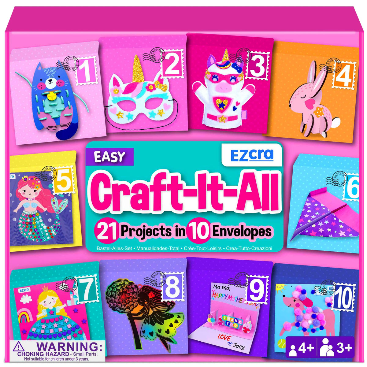EZCRA unicorn craft kit contents with 21 projects in one box for kids