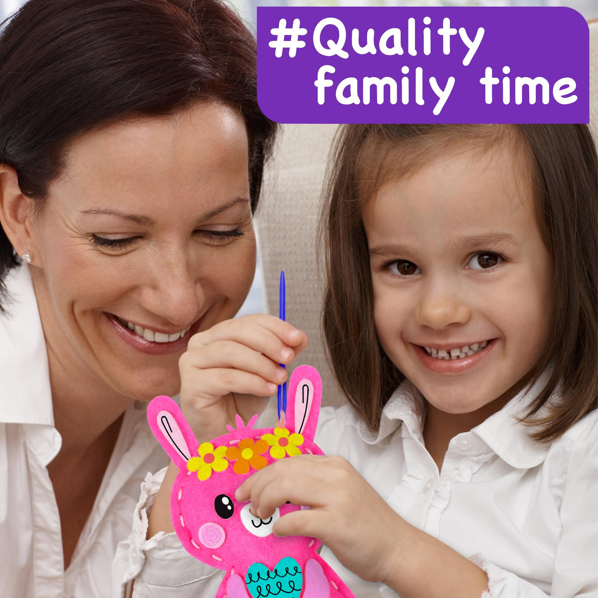EZCRA unicorn sewing kit gift-ready packaging for kids' crafts.