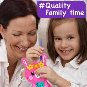 EZCRA unicorn sewing kit gift-ready packaging for kids' crafts.