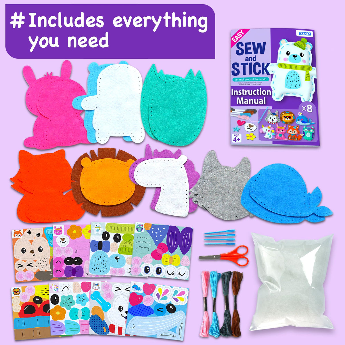 EZCRA unicorn sewing kit stickers for colorful decoration ideas.