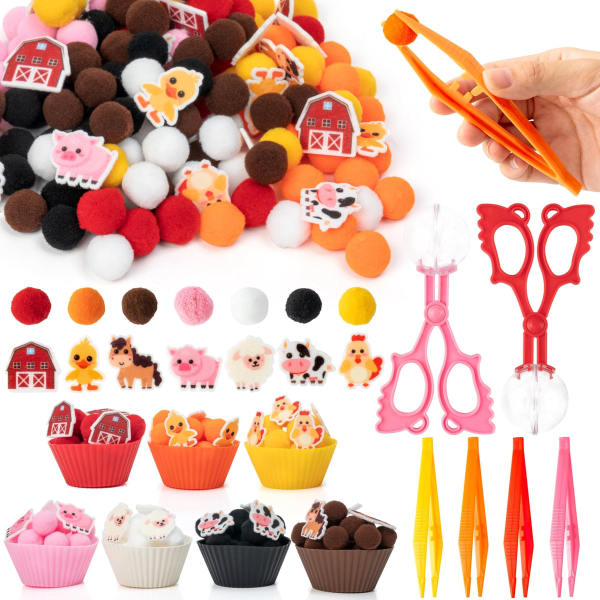 EZdhuawuse farm animals felt shapes for bright color sorting and tactile play.