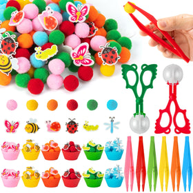 EZdhuawuse pom-poms for spring sensory play and color sorting.