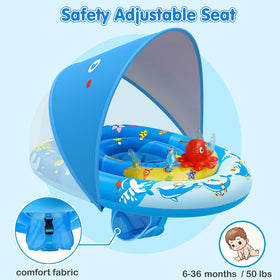 EZIGO Baby Float sun canopy adjustable image demonstrates shade at different angles.