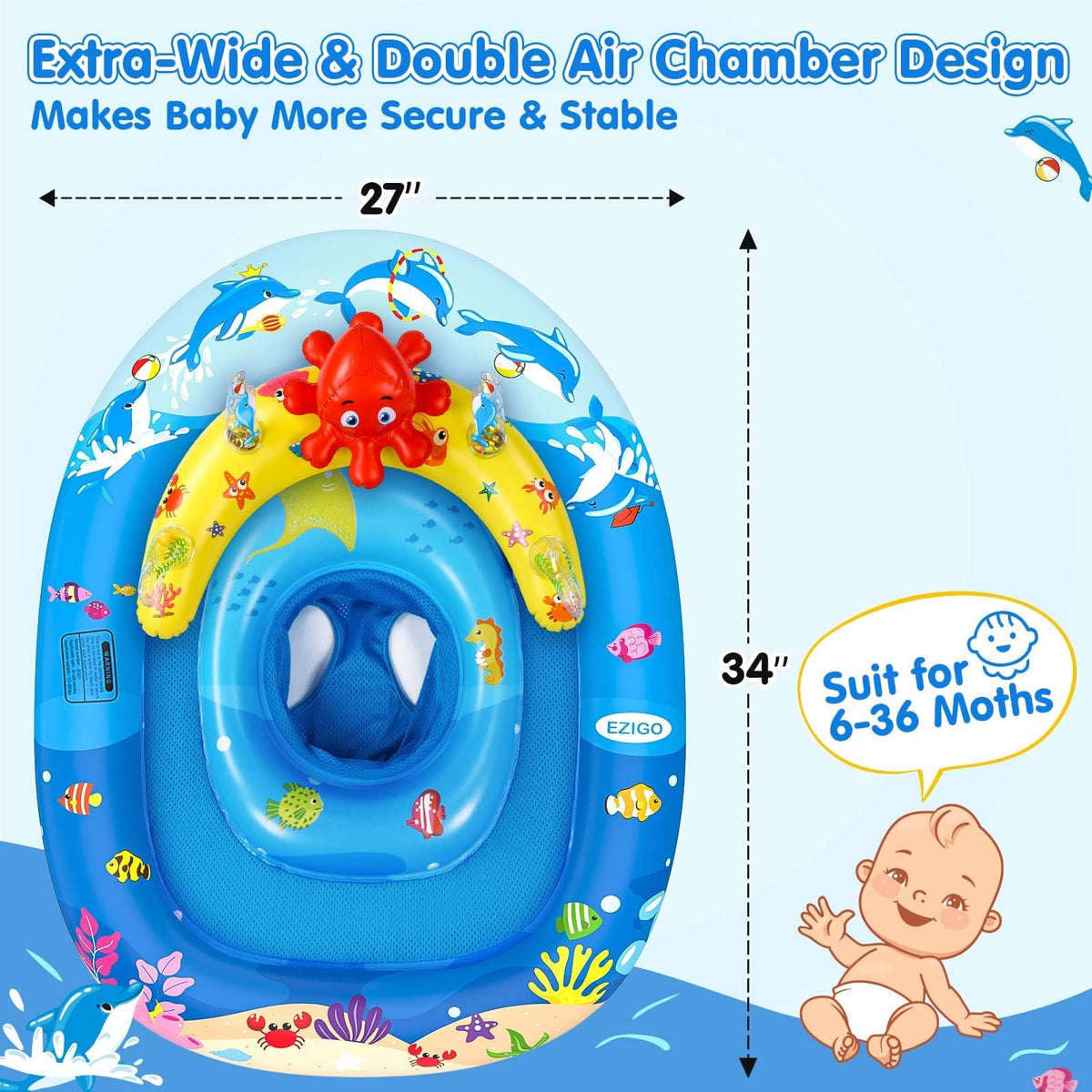 EZIGO Baby Float octopus toy image adds audible squeaks during pool time.