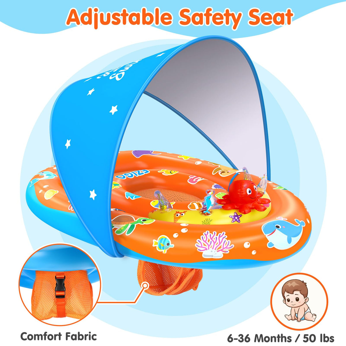 EZIGO adjustable ergonomic seat provides comfy support for babies