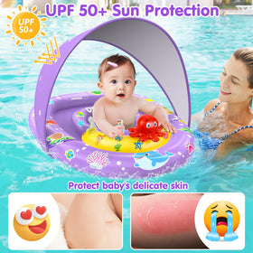 EZIGO baby float with detachable toys octopus and dolphins for water play