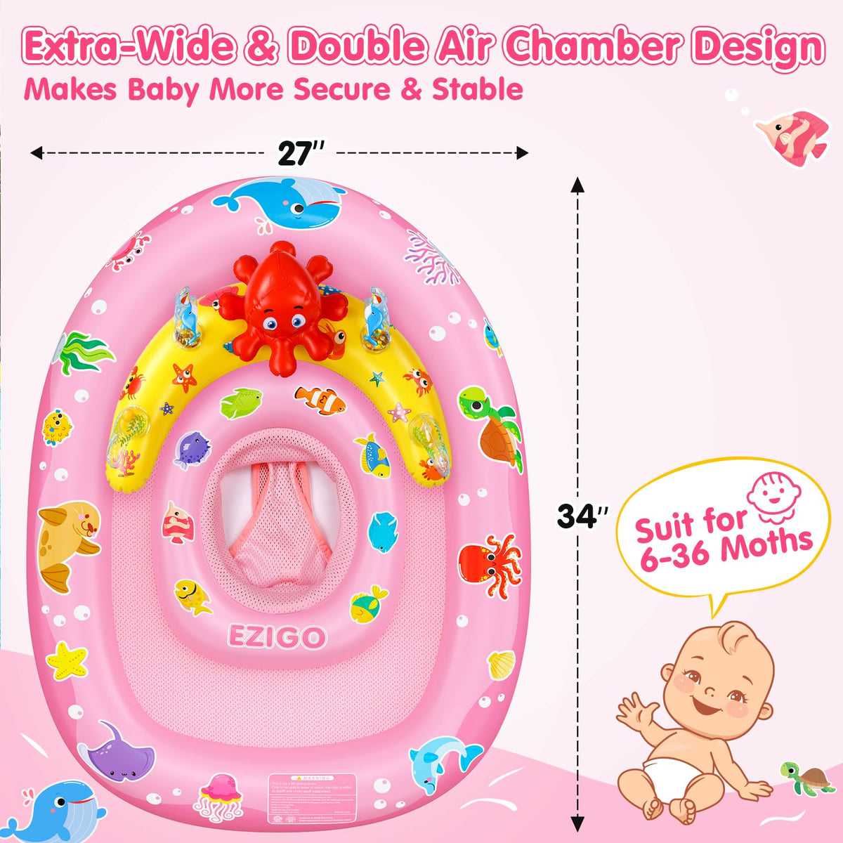 EZIGO baby pool float ocean toys for interactive aquatic play