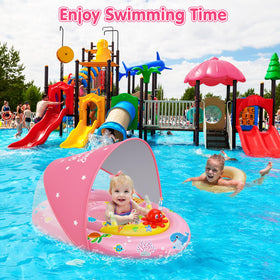 EZIGO baby pool float packaging shows easy inflating and compact storage