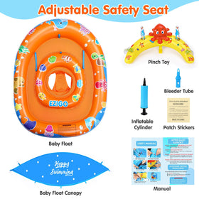 EZIGO blue pool float suits pool, beach, and bathtub use