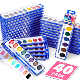 EZLYFF 40-pack watercolor paints in open box for classroom creativity