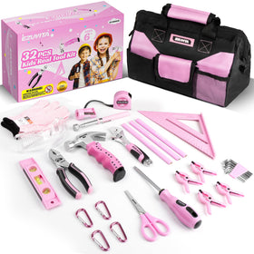 EZUVITA kids tool set with pink tools designed for small hands and safe use.