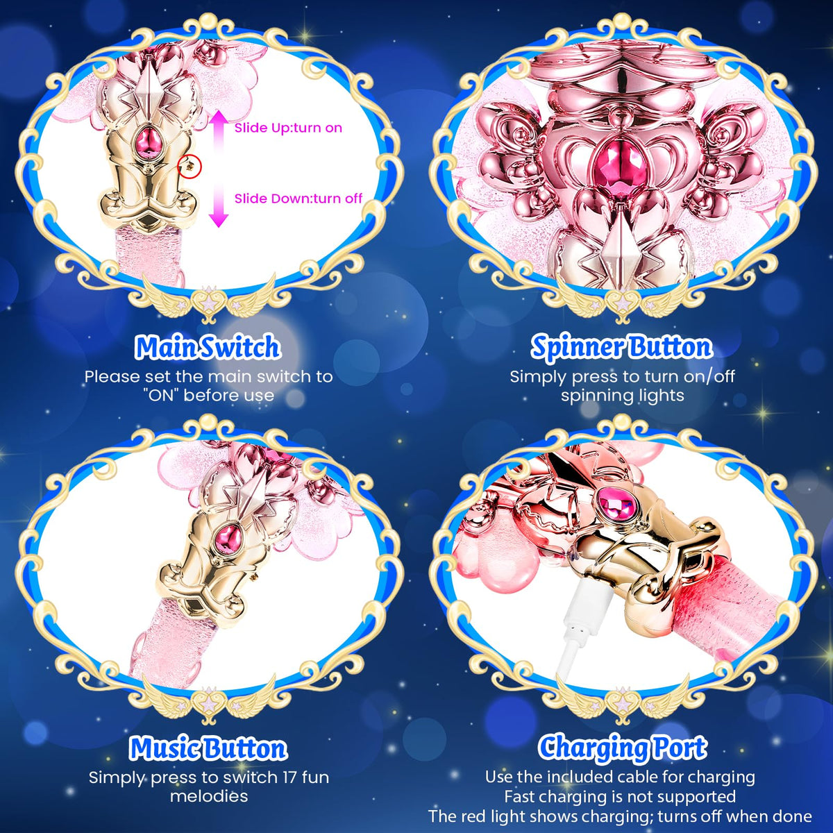 EZVYAO princess wand wings flashing lights for dramatic flight scenes