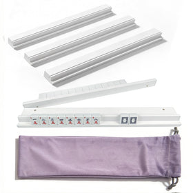 ezylgo wooden mahjong racks with pushers—four white racks for organized gameplay