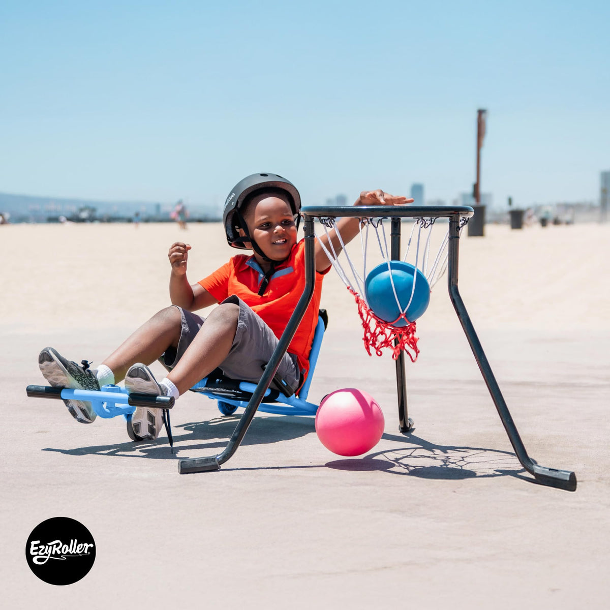 EzyRoller Classic blue extendable foot bar grows with child.