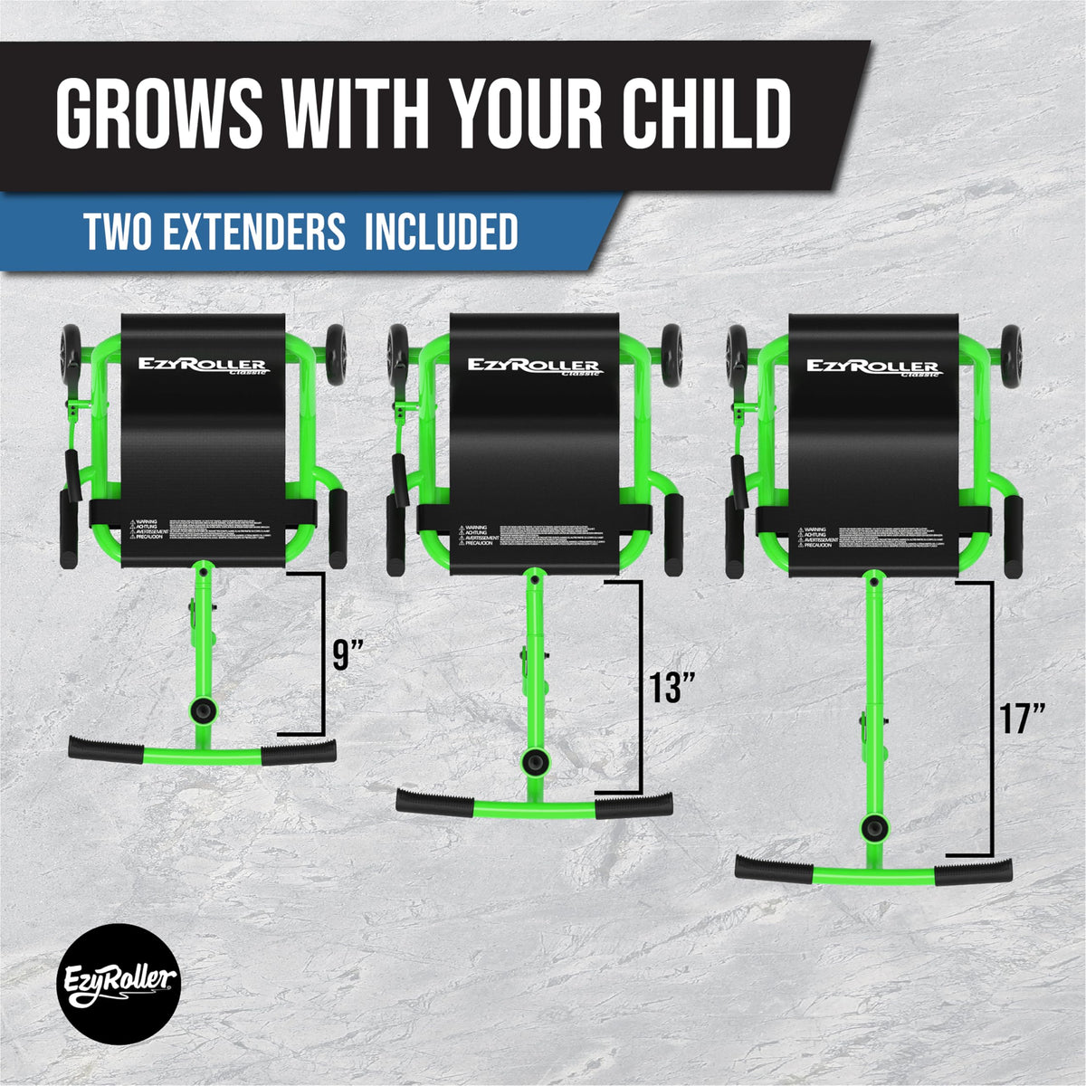 EzyRoller Classic low-to-ground stance promotes stable rides.