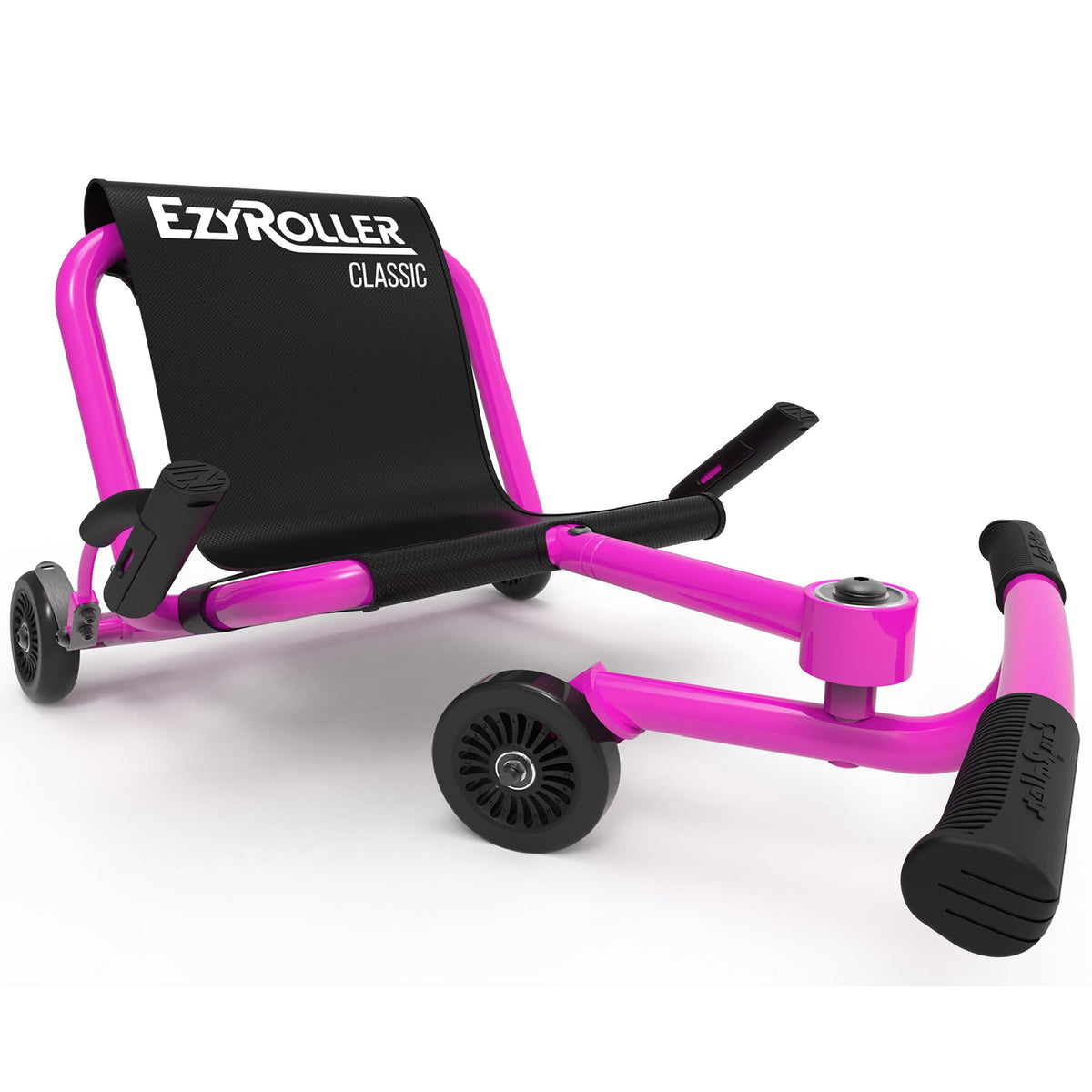 EzyRoller Classic Ride On Pink front view showing low-to-ground design for active play.