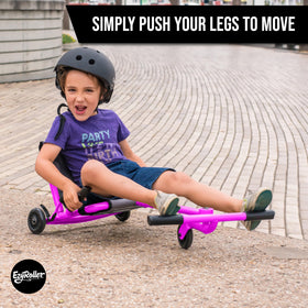 EzyRoller Classic Ride On Pink non-marking wheels in action.