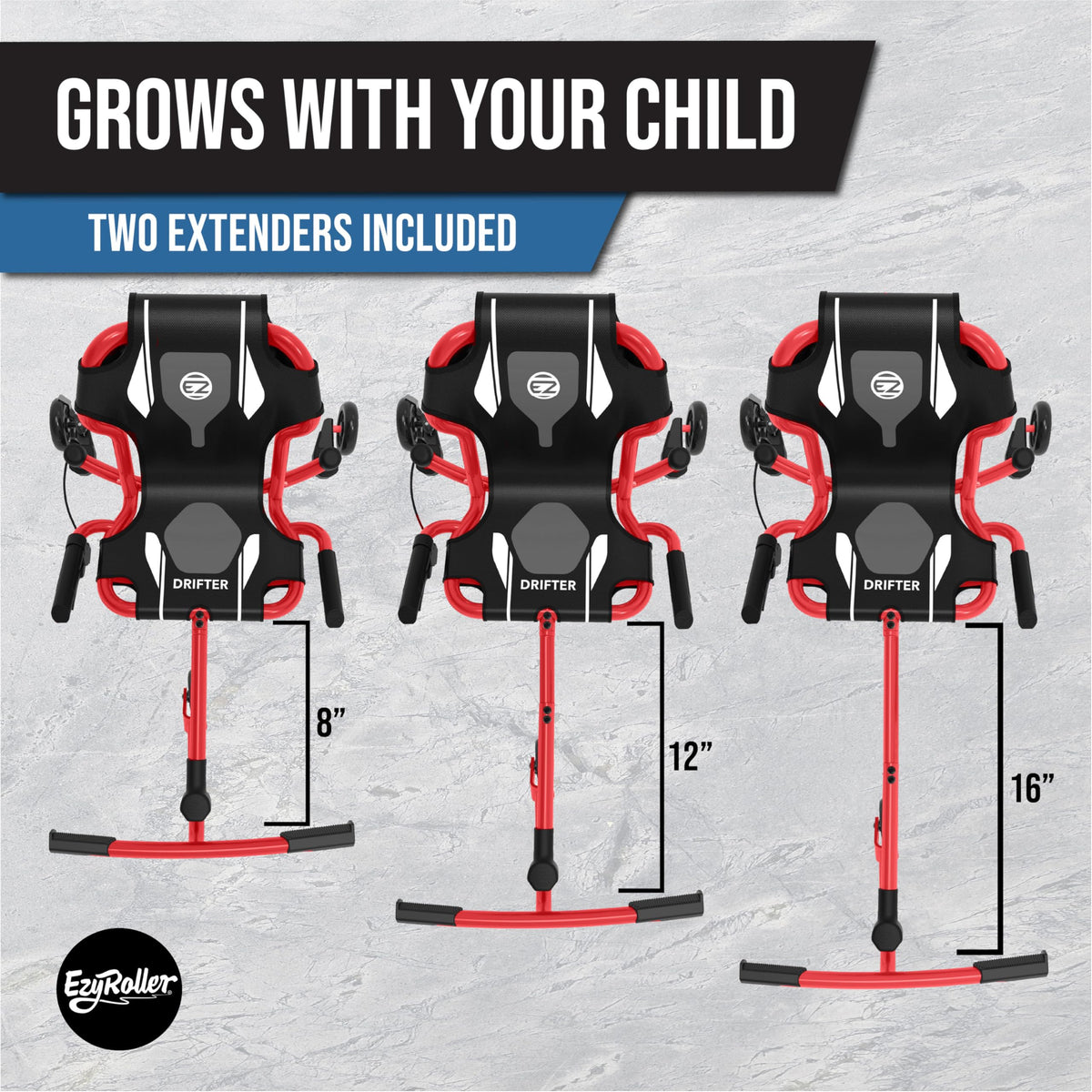 Back wheel detail of EzyRoller Drifter X for stable, controlled rides