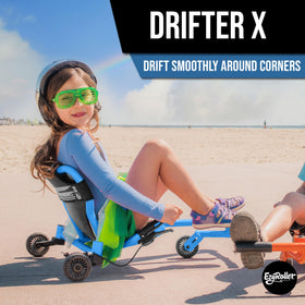 EzyRoller Drifter X blue angled view highlights drift potential and corner control