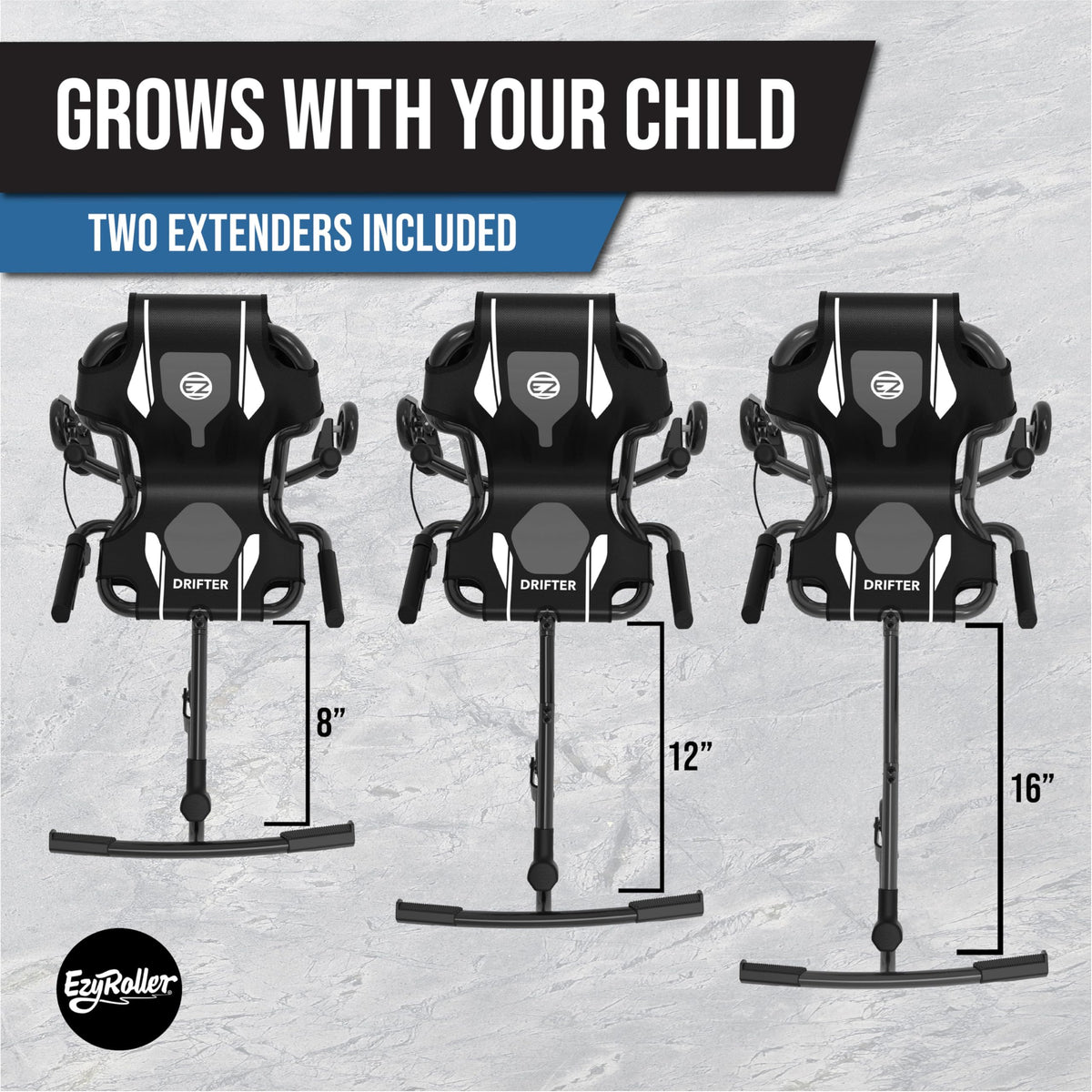 EzyRoller Drifter X with extended bars, growing with your child.