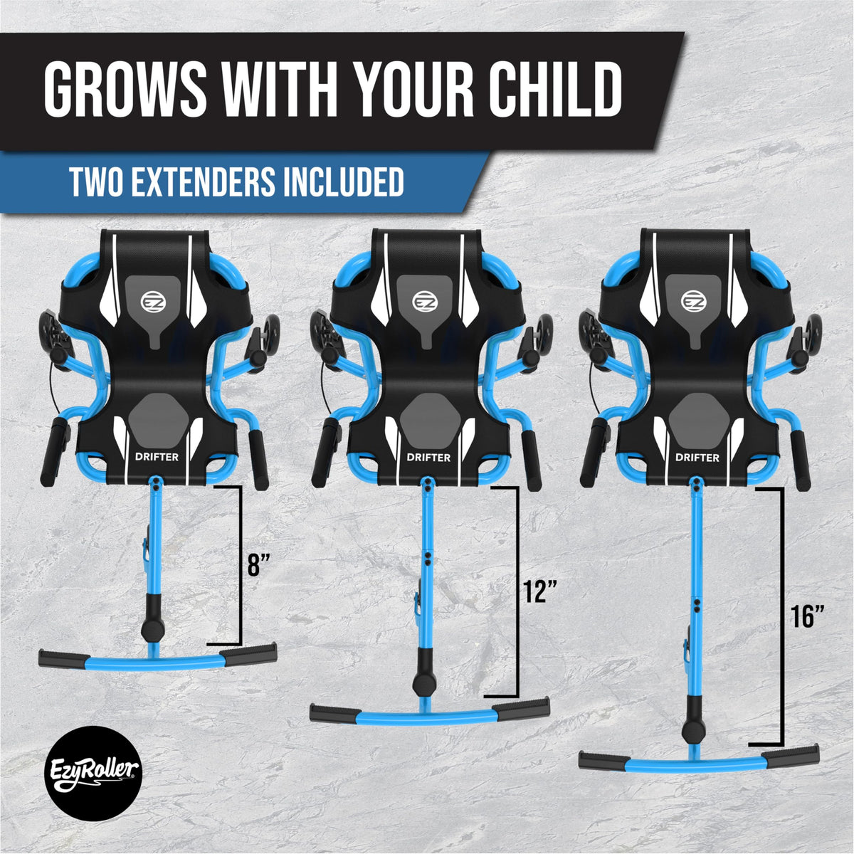 EzyRoller Drifter X extension bars showcase adjustable fit for growth